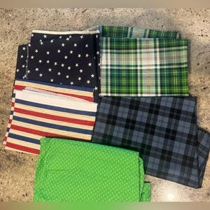 Fabric bundle - 5 cotton fabrics , American flag, st Patrick’s day, blue plaid